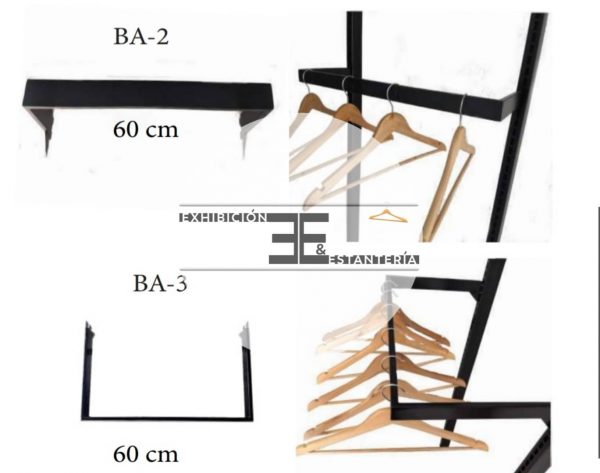 Estantería con postes para pared de 250cm con 2 repisas metálicas - Imagen 3